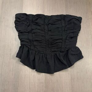 Free People Black Strapless Textured Top